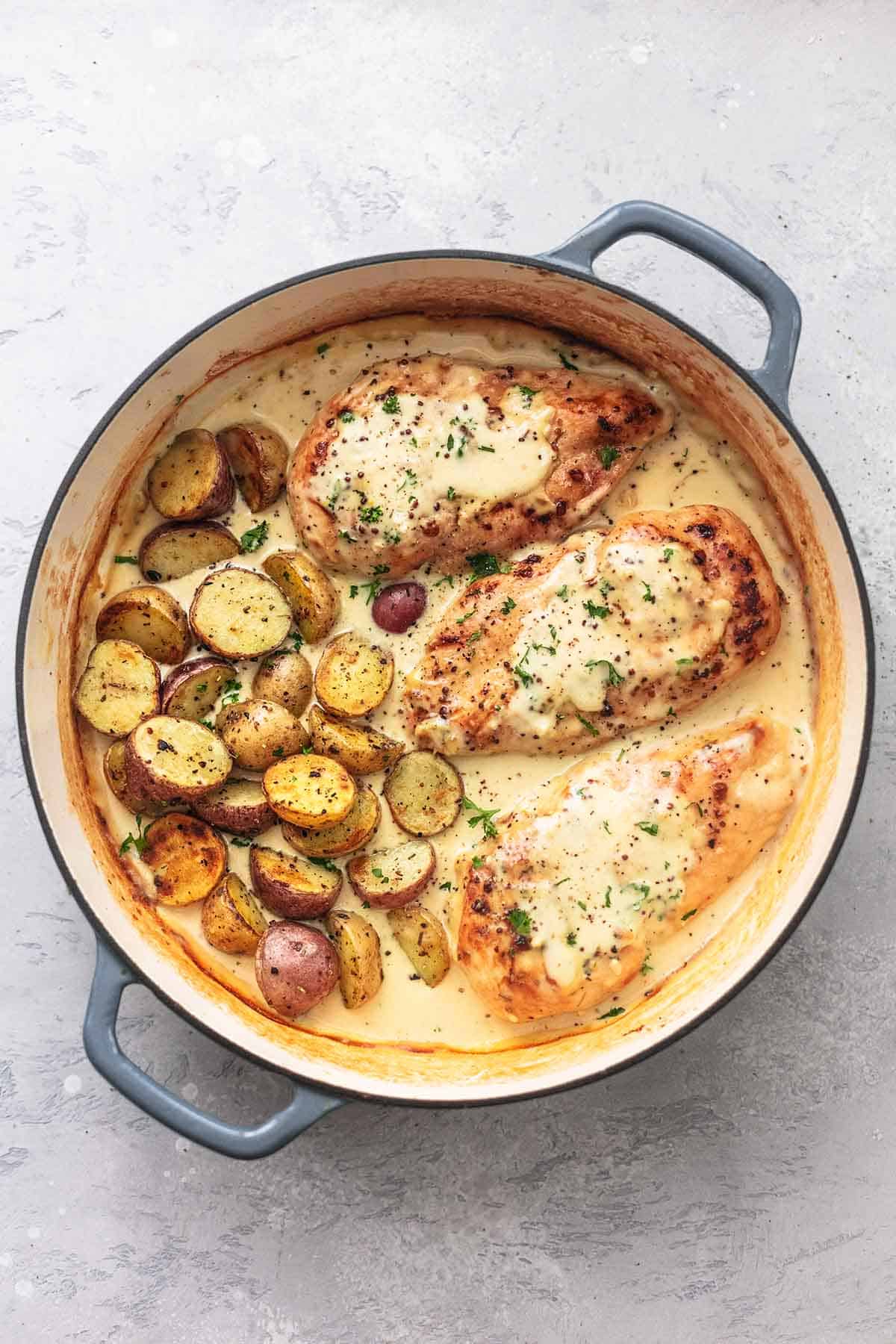 Chicken
and Potatoes with Dijon Cream Sauce